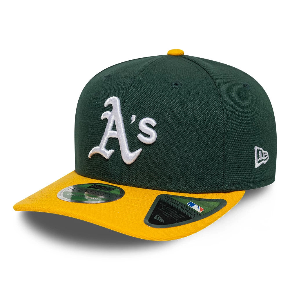 Pictured is this MLB Player Replica Athletics 9SEVENTY Stretch Snap cap in dark green. 1