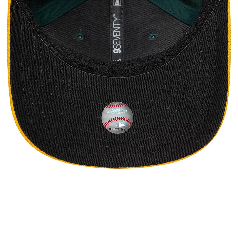 Pictured is this MLB Player Replica Athletics 9SEVENTY Stretch Snap cap in dark green. 7