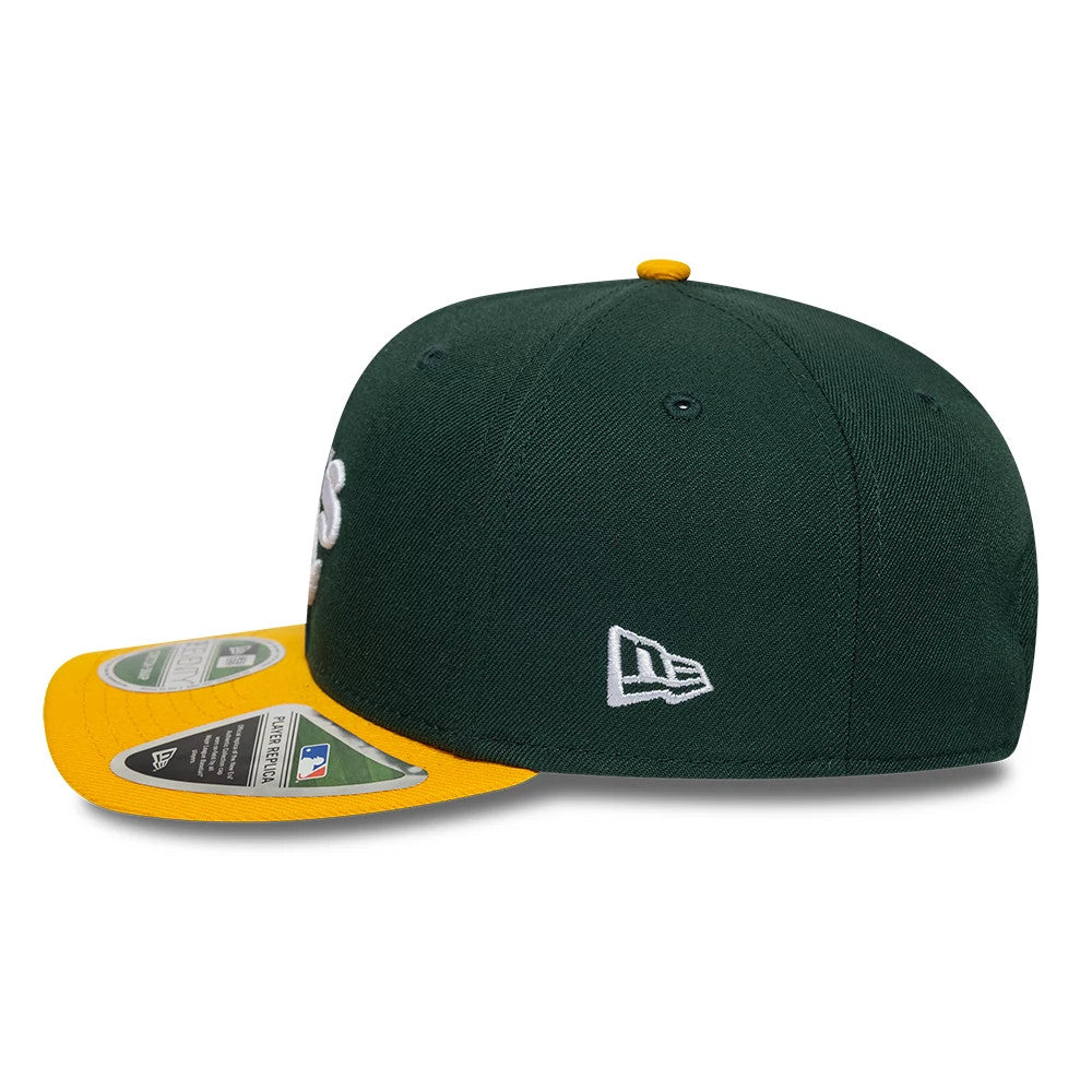 Pictured is this MLB Player Replica Athletics 9SEVENTY Stretch Snap cap in dark green. 5