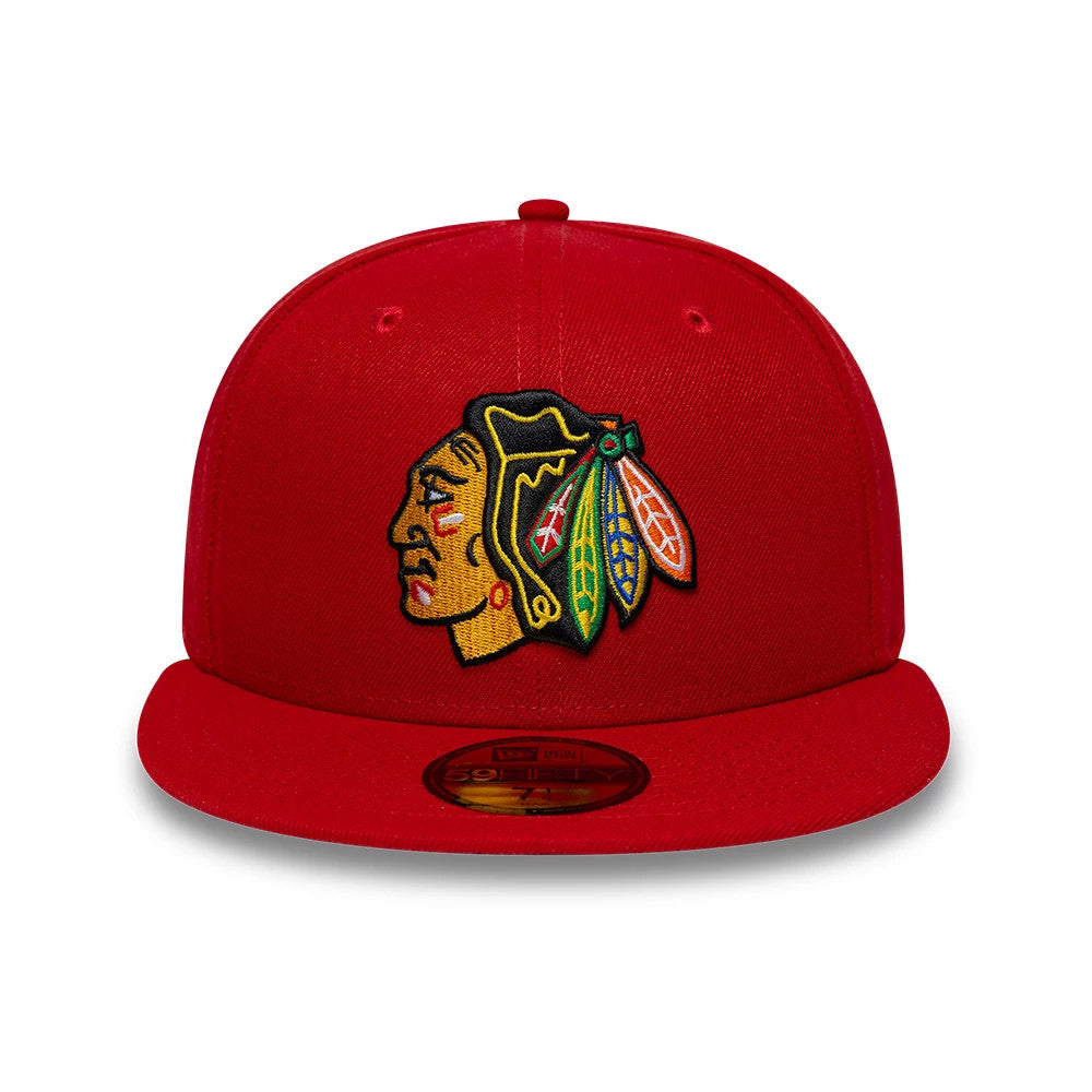 Pictured is this NHL Basic Chicago Blackhawks 59FIFTY Fitted cap in red. 3