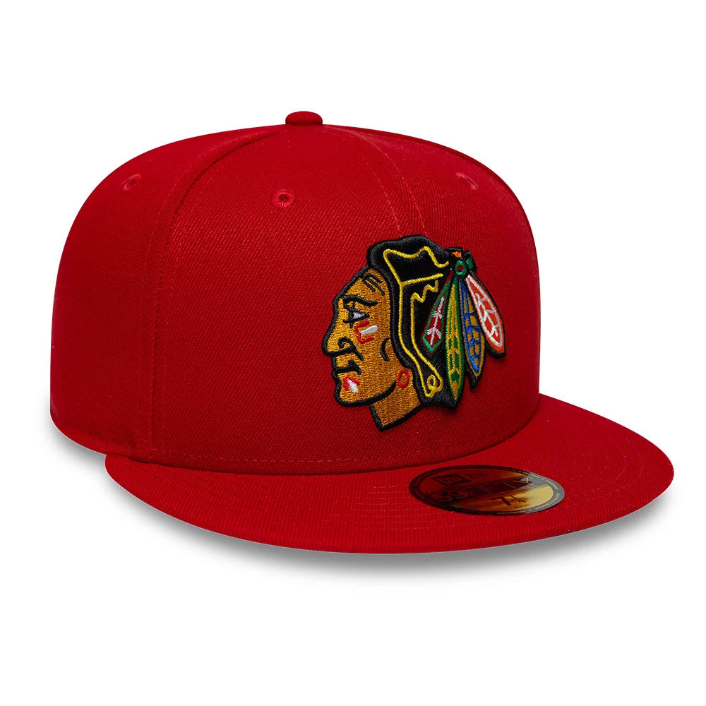 Pictured is this NHL Basic Chicago Blackhawks 59FIFTY Fitted cap in red. 4