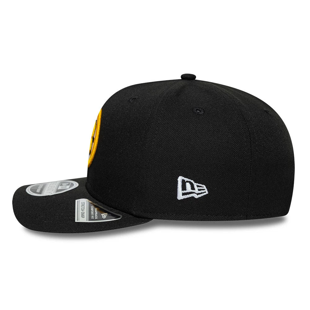 Pictured is this NHL Team Boston Bruins 9SEVENTY Stretch Snap cap in black. 6