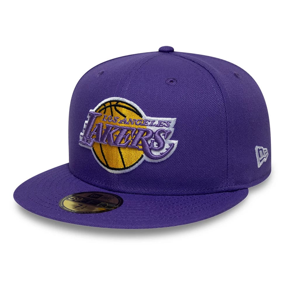 Pictured is this NBA Hardwood Classic LA Lakers 59FIFTY Fitted cap in purple. 1