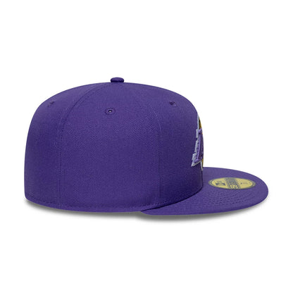 Pictured is this NBA Hardwood Classic LA Lakers 59FIFTY Fitted cap in purple. 7
