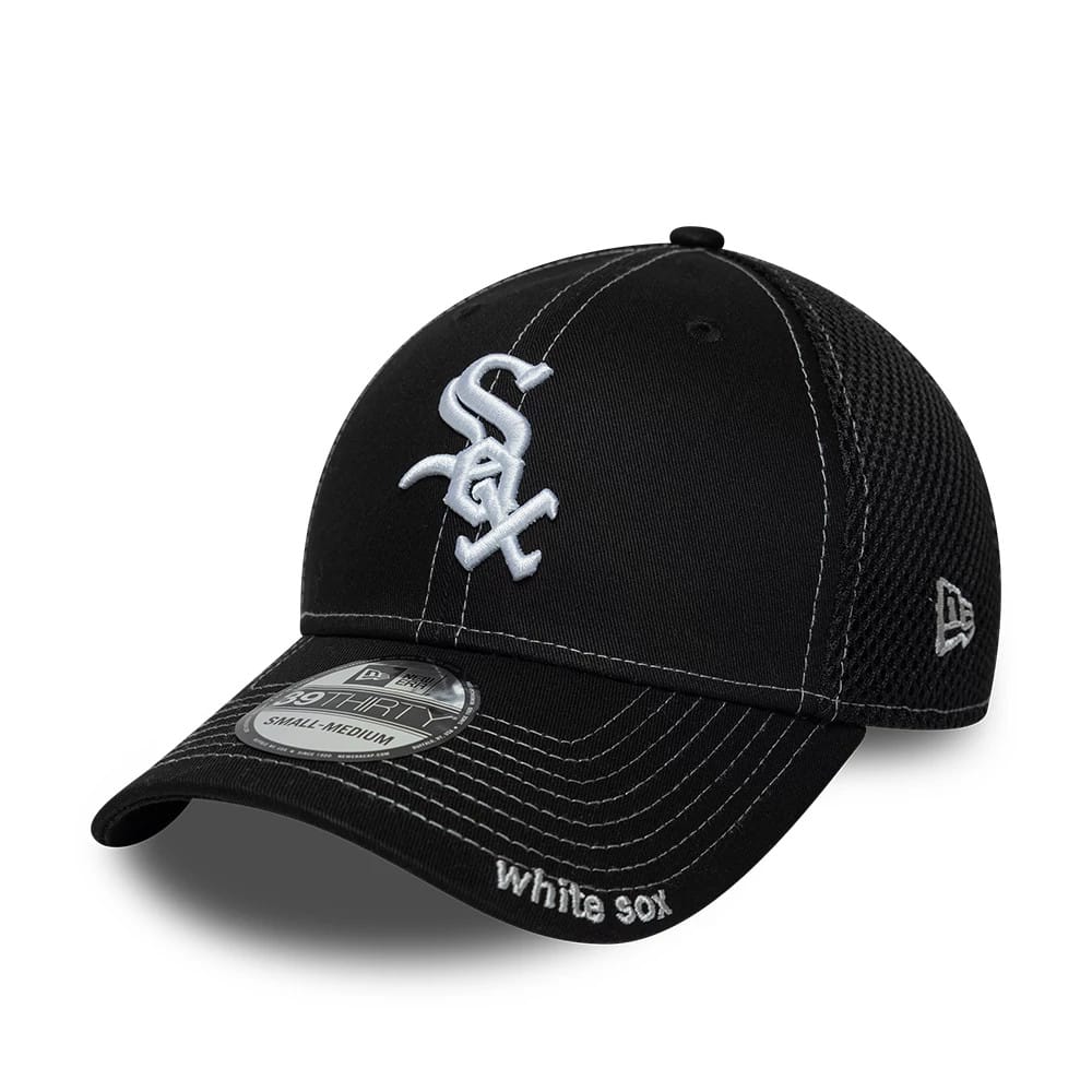Pictured is this MLB Neo Chicago White Sox 39THIRTY Stretch Fit cap in black. 1