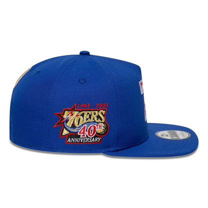 Pictured is this NBA Hardwood Classic Philadelphia 76ers 9FIFTY A-Frame Snapback cap in blue. 5