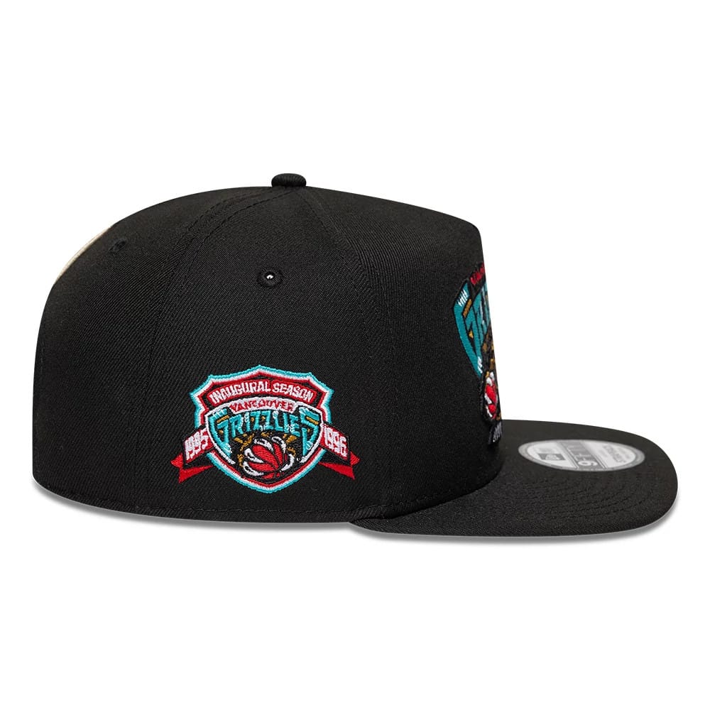 Pictured is this NBA Hardwood Classic Vancouver Grizzlies 9FIFTY A-Frame Snapback cap in black. 5