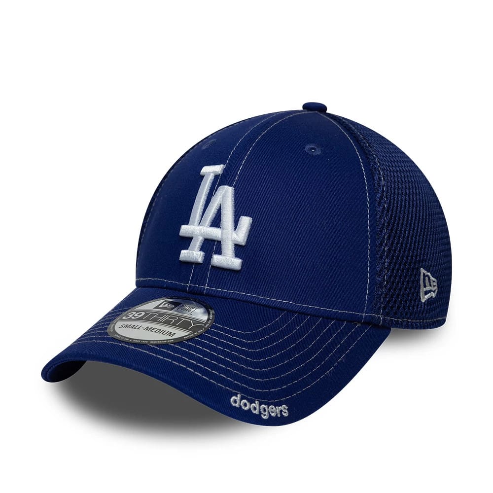 Pictured is this MLB Neo LA Dodgers 39THIRTY Stretch Fit cap in dark blue. 1