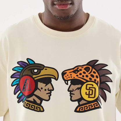 The model is wearing this MLB Mexico City Series 2026 MLB Dueling Logo T-Shirt in Cream 4