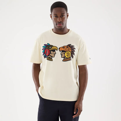 The model is wearing this MLB Mexico City Series 2026 MLB Dueling Logo T-Shirt in Cream 1