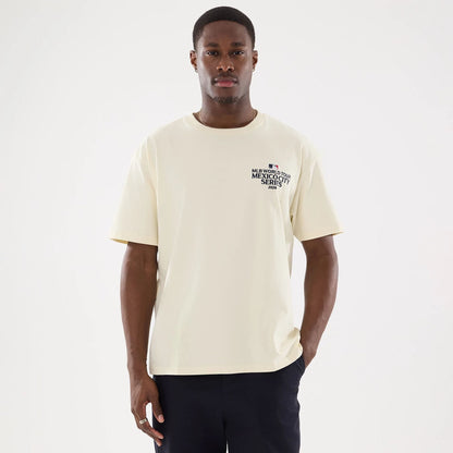 The model is wearing this MLB Mexico City Series 2026 Dueling Logo T-Shirt in Cream. 1