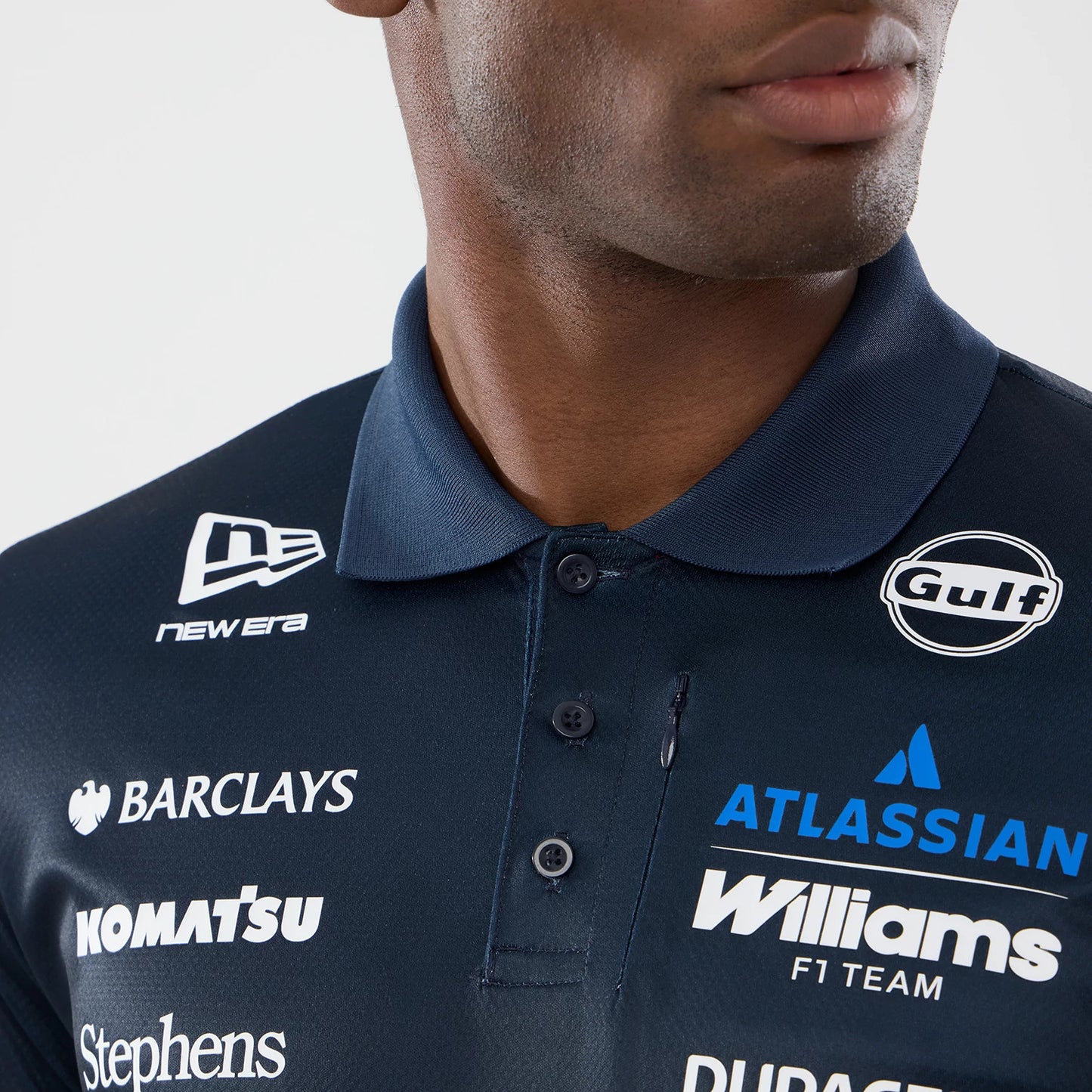 The model is wearing this Williams GB Race Special Tech Polo T-Shirt in navy. 7