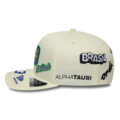 Pictured is this Brazil Race Special Max Verstappen Red Bull Racing 9SEVENTY Stretch Snap cap in cream. 5