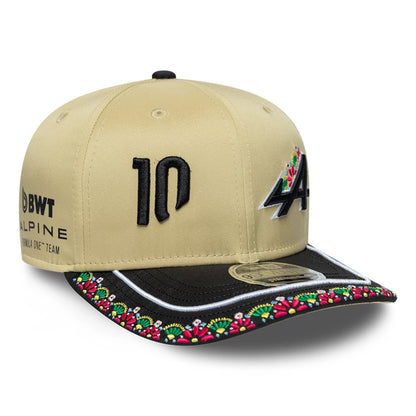 Pictured is this Latin American Pierre Gasly Alpine Racing 9SEVENTY Stretch Snap cap in light beige. 3