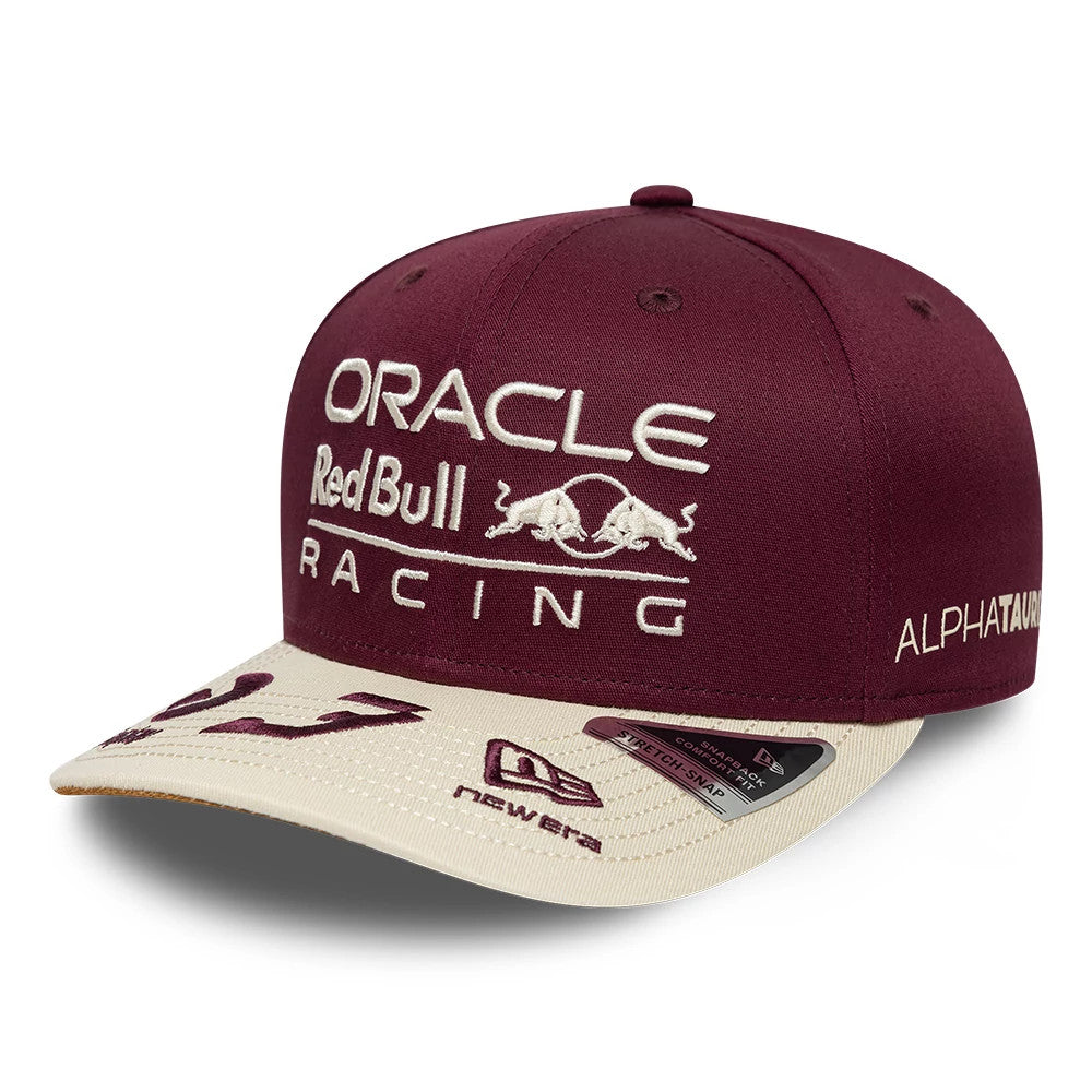 Pictured is this Austin Race Special Max Verstappen Red Bull Racing 9SEVENTY Stretch Snap cap in dark purple. 4