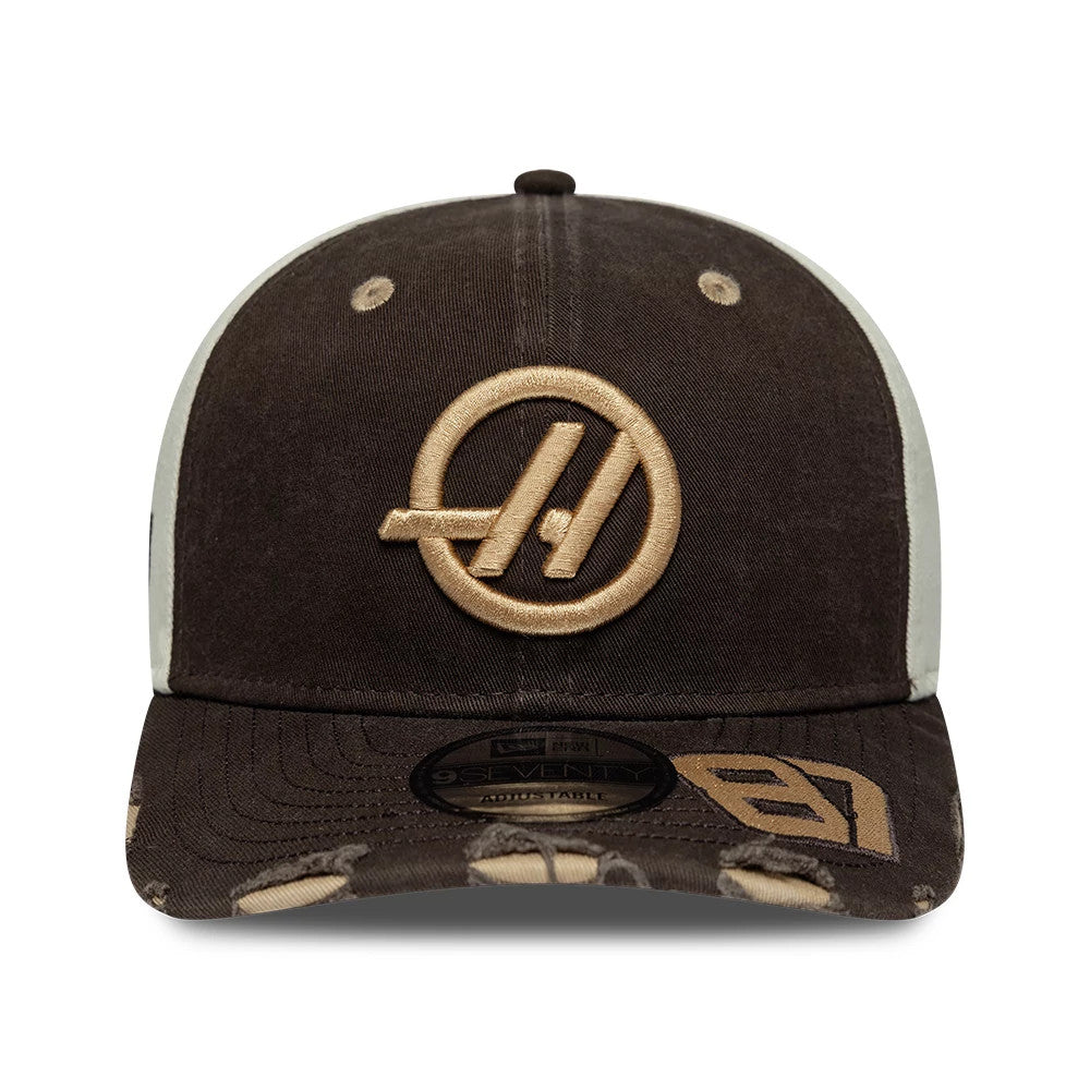 Pictured is this Oliver Bearman Austin Race Special TGR Haas F1 9SEVENTY Stretch Snap cap in dark brown. 3