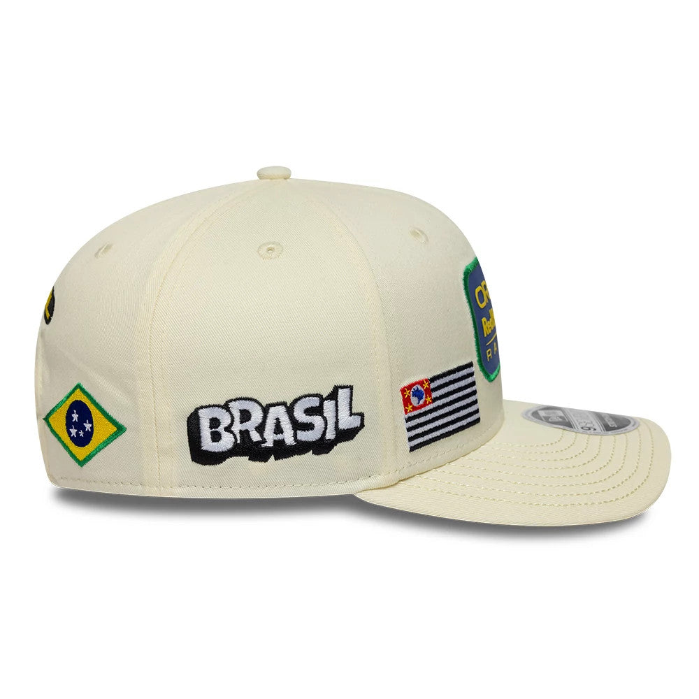 Pictured is this Brazil Race Special Team Red Bull Racing 9SEVENTY Stretch Snap cap in cream. 4