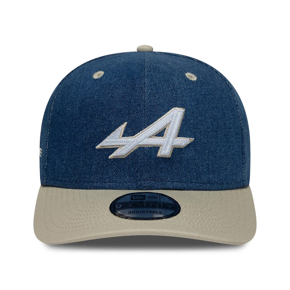 Pictured is this Austin Race Special Alpine Racing Denim 9SEVENTY Stretch Snap cap in navy. 2
