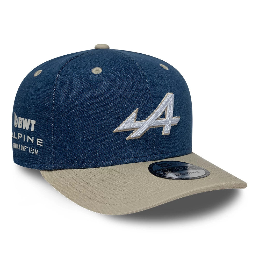 Pictured is this Austin Race Special Alpine Racing Denim 9SEVENTY Stretch Snap cap in navy. 1