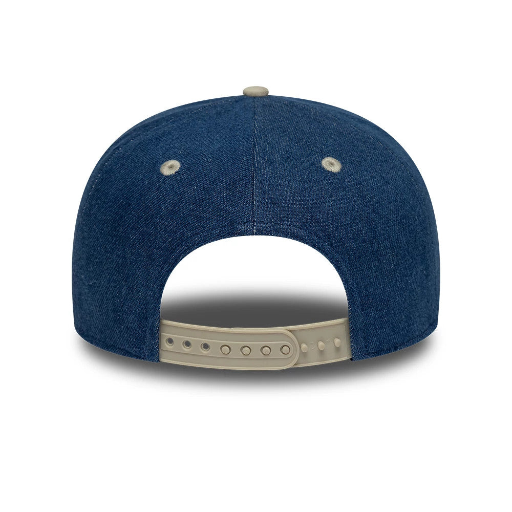 Pictured is this Austin Race Special Alpine Racing Denim 9SEVENTY Stretch Snap cap in navy. 4
