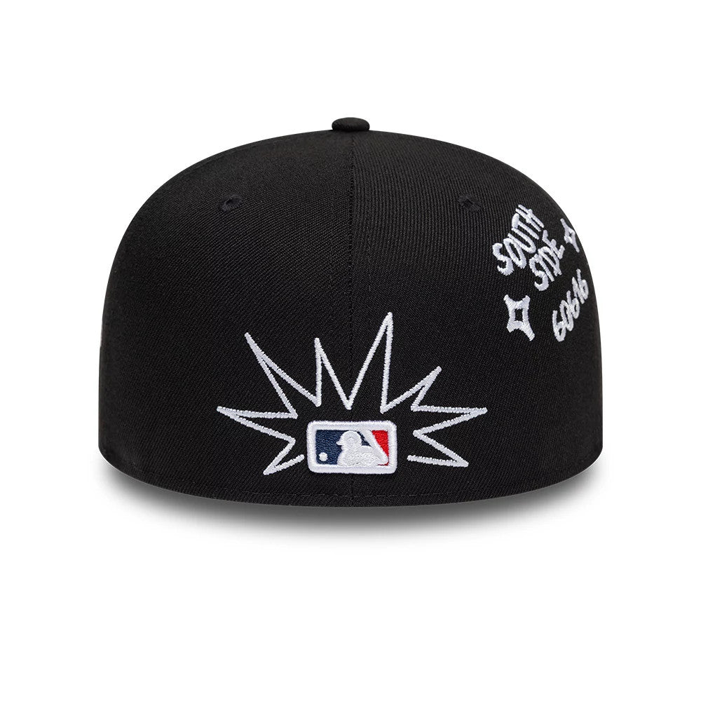 Pictured is this MLB Scribble Chicago White Sox 59FIFTY Fitted cap in black. 4