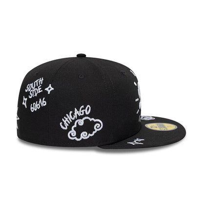 Pictured is this MLB Scribble Chicago White Sox 59FIFTY Fitted cap in black. 5