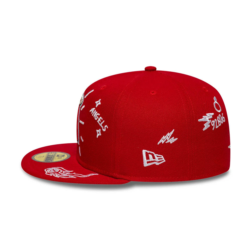 新品 完売 NEW ERA ニューエラ LA ANGELS エン 7 5/8 MLB Scribble LA Angels Red 59FIFTY Fitted Cap | NEC EU
