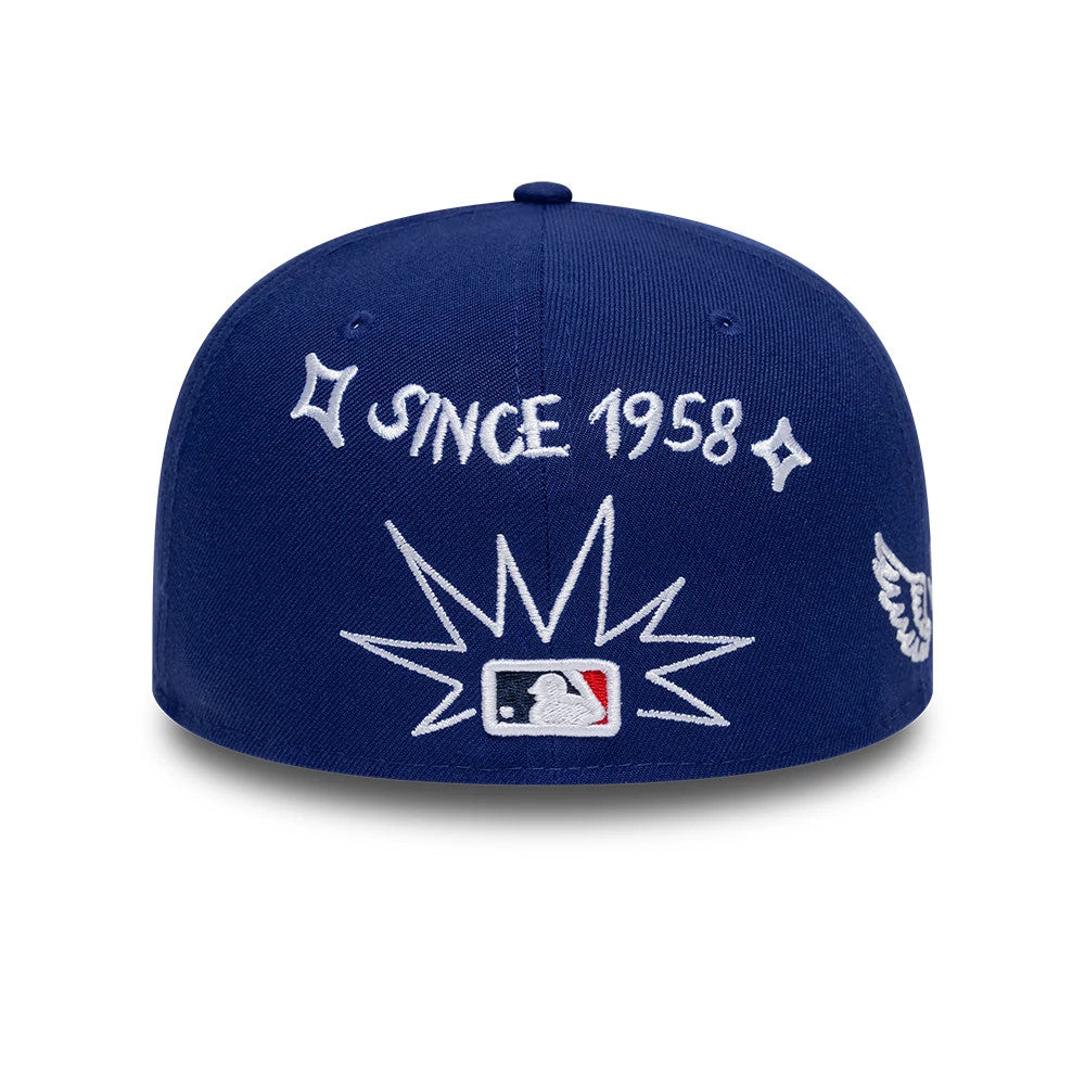 Pictured is this MLB Scribble LA Dodgers 59FIFTY Fitted cap in dark blue. 4