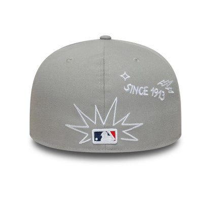 Pictured is this MLB Scribble New York Yankees 59FIFTY Fitted cap in grey. 4