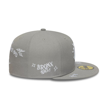 Pictured is this MLB Scribble New York Yankees 59FIFTY Fitted cap in grey. 5