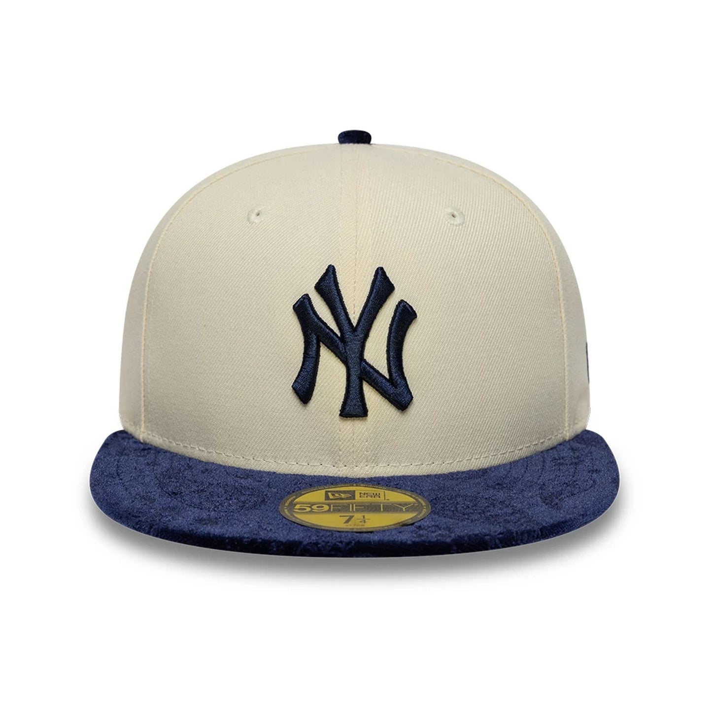 Pictured is this MLB Paisley Visor New York Yankees 59FIFTY Fitted cap in Cream. 4