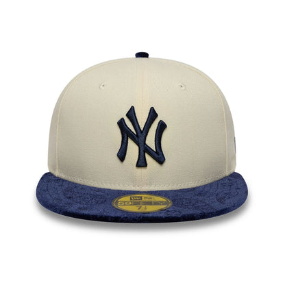 Pictured is this MLB Paisley Visor New York Yankees 59FIFTY Fitted cap in Cream. 4