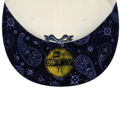 Pictured is this MLB Paisley Visor New York Yankees 59FIFTY Fitted cap in Cream. 2