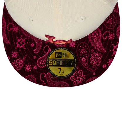 Pictured is this MLB Paisley Visor LA Dodgers 59FIFTY Fitted cap in Cream. 2