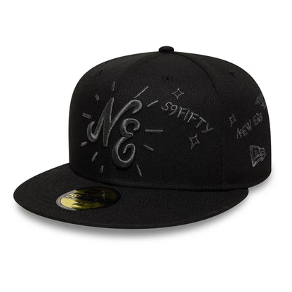 Pictured is this New Era Scribble 59FIFTY Fitted cap in black. 1