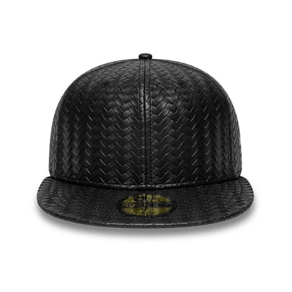 Pictured is this New Era Woven PU 59FIFTY Fitted cap in black. 2