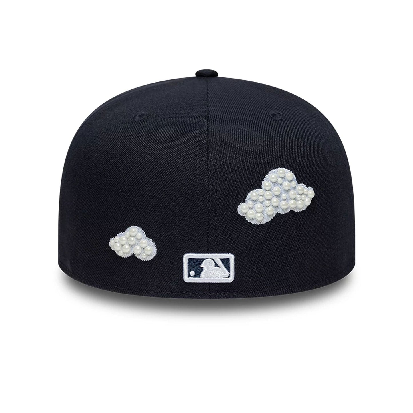Pictured is this MLB Faux Pearl New York Yankees 59FIFTY Fitted cap in navy. 3