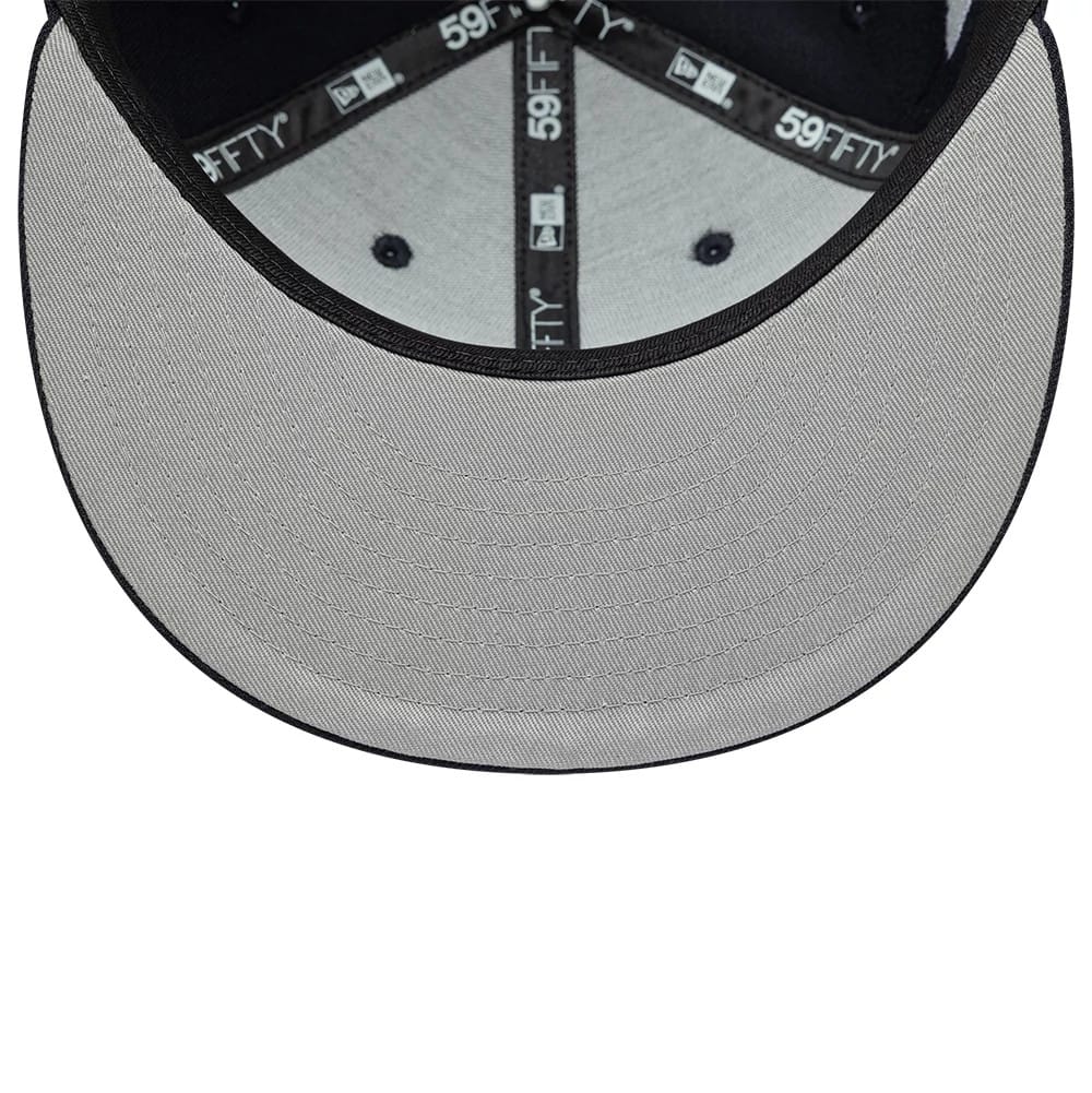 Pictured is this MLB Faux Pearl New York Yankees 59FIFTY Fitted cap in navy. 2