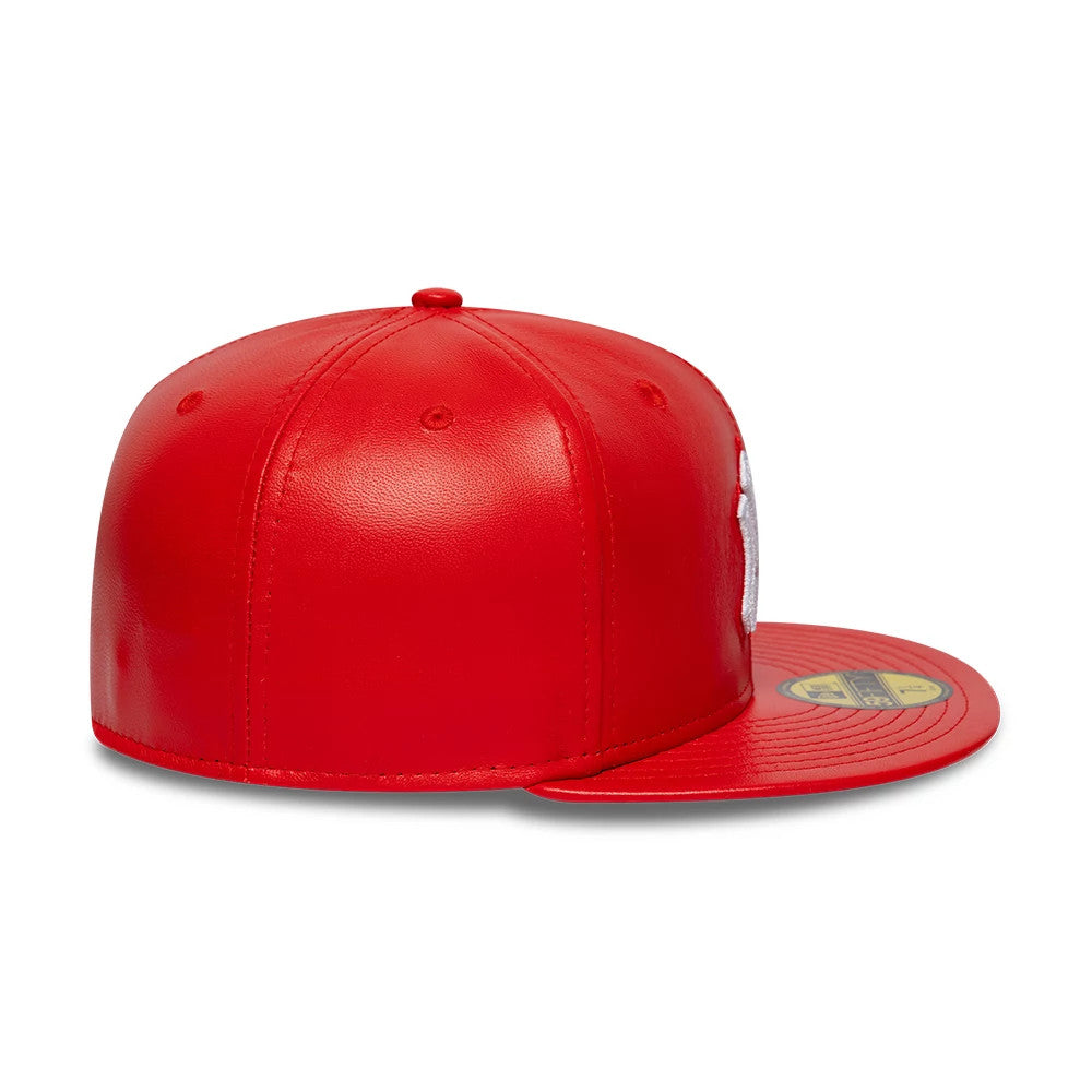 MLB Leather New York Yankees Red 59FIFTY Fitted Cap | NEC EU