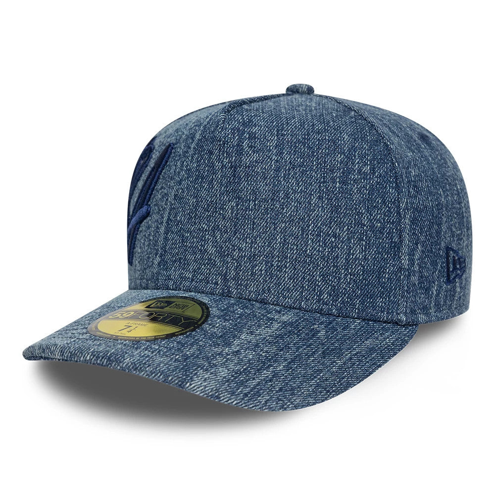 Pictured is this New Era Denim 59FORTY A-Frame Fitted cap in navy. 3