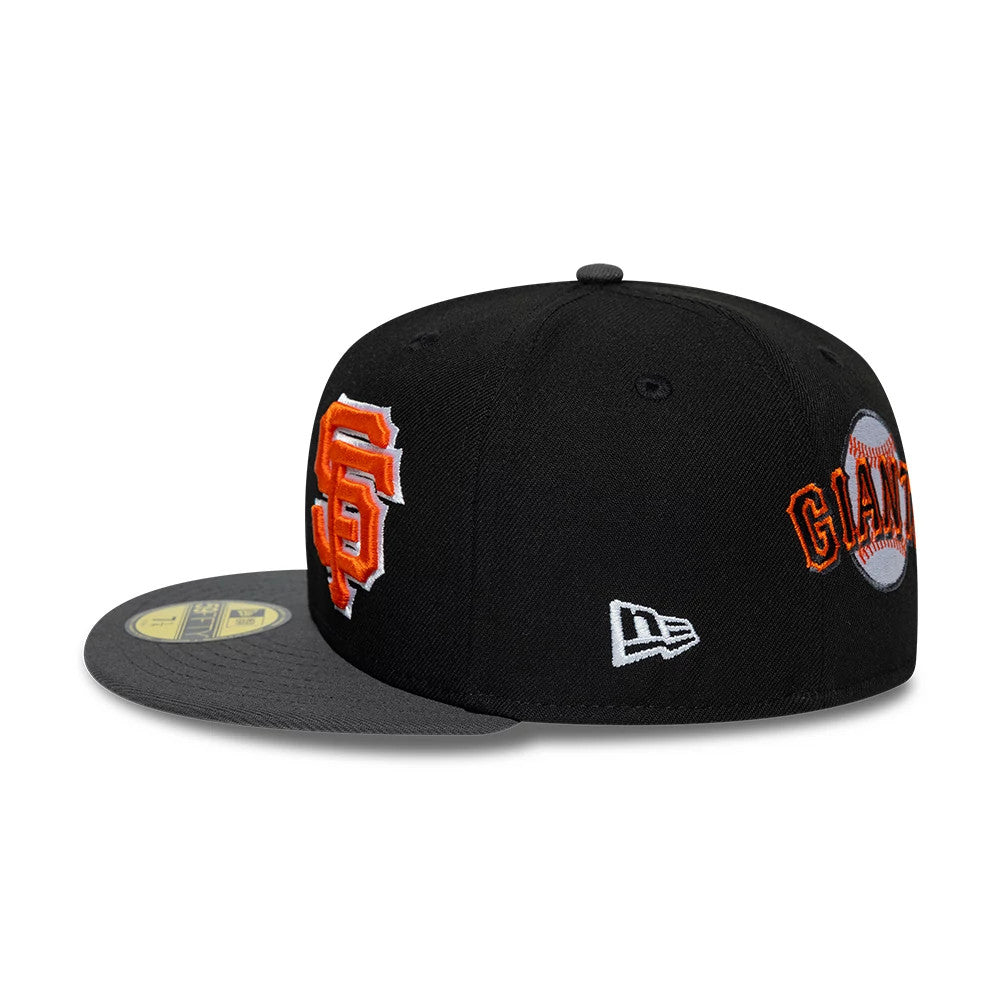 Pictured is this MLB Multi Logo San Francisco Giants 59FIFTY Fitted cap in black. 7