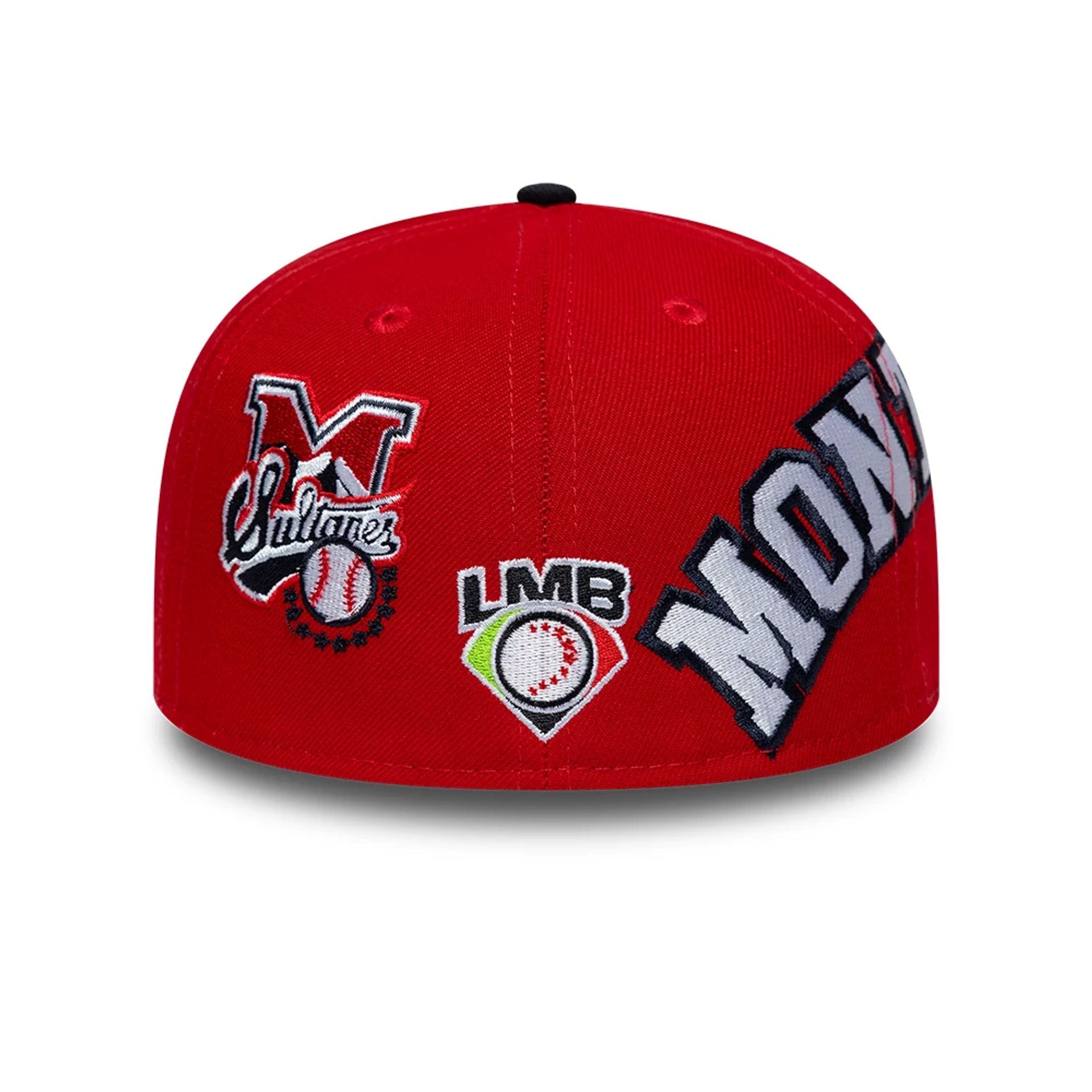 Pictured is this LMB Multi Logo Sultanes De Monterrey 59FIFTY Fitted cap in red. 5