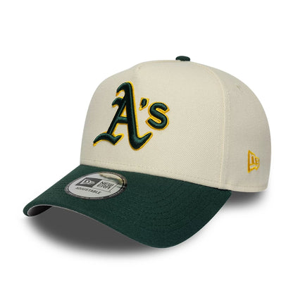 Pictured is this MLB Side Hit Athletics 9FORTY E-Frame cap in Cream. 4