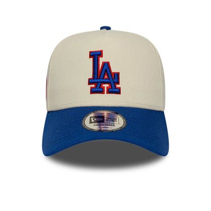Pictured is this MLB Side Hit LA Dodgers 9FORTY E-Frame cap in Cream. 3
