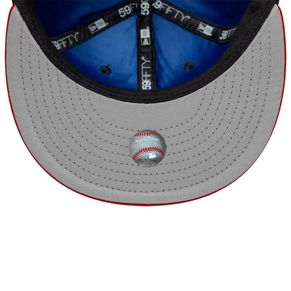Pictured is this MLB Multi Logo Atlanta Braves 59FIFTY Fitted cap in navy. 8