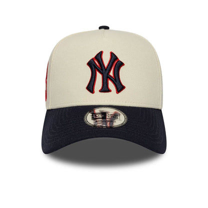 Pictured is this MLB Side Hit New York Yankees 9FORTY E-Frame cap in Cream . 3