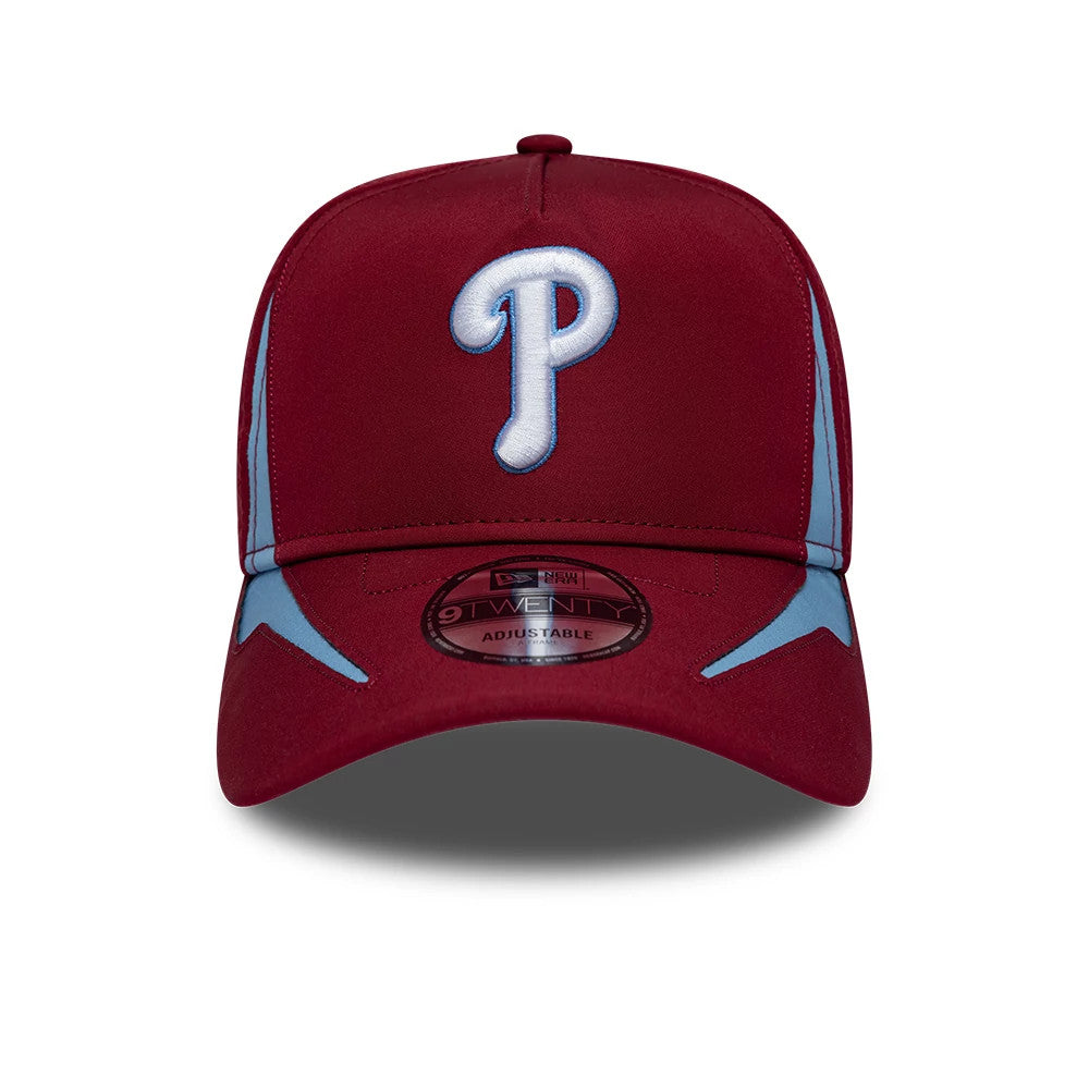 Pictured is this MLB Panel Philadelphia Phillies 9TWENTY A-Frame cap in dark red. 3