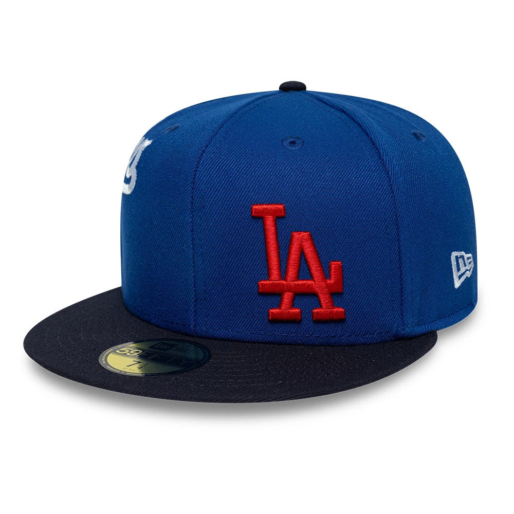 Pictured is this MLB Multi Logo LA Dodgers 59FIFTY Fitted cap in blue. 4