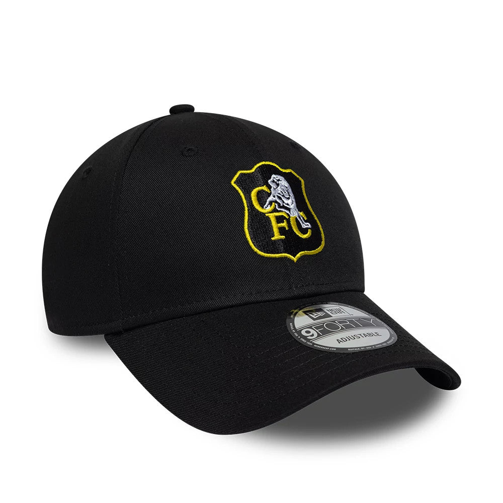 Pictured is this Retro Goal Keeper Chelsea FC Lion Crest 9FORTY cap in black. 3