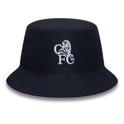 Pictured is this Retro Goal Keeper Chelsea FC Lion Crest Bucket cap in navy. 4